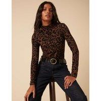 Nobody's Child Animal Print High Neck Top Brown