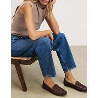 River Island Slip On Mesh Detail Flat Loafers Burgundy