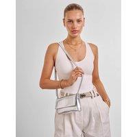 Katie Loxton Faux Leather Textured Clutch Cross Body Bag Silver