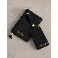 Katie Loxton Faux Leather Croc Effect Passport Cover Black