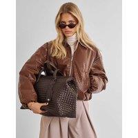 Katie Loxton Faux Leather Woven Cabin Bag Chocolate