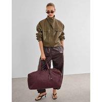 Katie Loxton Faux Leather Woven Weekend Bag Cherry Red