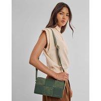 Katie Loxton Faux Leather Woven Cross Body Bag Green