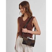 Katie Loxton Faux Leather Woven Cross Body Bag Chocolate