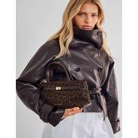 Katie Loxton Faux Leather Animal Top Handle Cross Body Bag Brown Mix