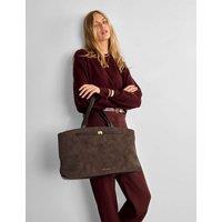 Katie Loxton Faux Suede Top Handle Shoulder Tote Bag Chocolate
