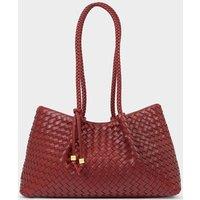 Katie Loxton Faux Leather Woven Shoulder Tote Bag Red