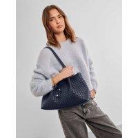 Katie Loxton Faux Leather Woven Shoulder Tote Bag Navy