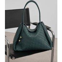Katie Loxton Faux Leather Woven Slouchy Shoulder Bag Teal Mix