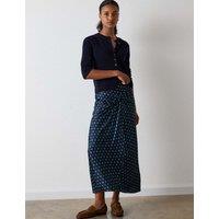 Whistles Unlined Geometric Tiered Midi Skirt Navy Mix