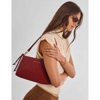 Katie Loxton Faux Leather Woven Shoulder Bag Red
