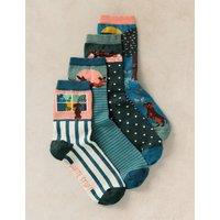 White Stuff 4 Pack Cotton Rich Playful Sausage Socks Teal Mix