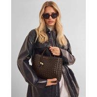 Katie Loxton Faux Leather Woven Top Handle Grab Bag Chocolate