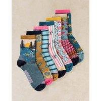 White Stuff 7 Pack Cotton Rich Day Of The Week Socks Pink Mix