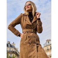 SOSANDAR Leather Trench Coat Taupe