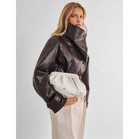 Katie Loxton Faux Leather Studded Clutch Bag Silver Mix