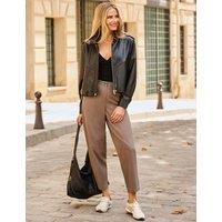 SOSANDAR Cotton Rich Barrel Leg Trousers Taupe