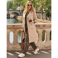 SOSANDAR Tab Collar Double Breasted Midi Trench Coat Ecru