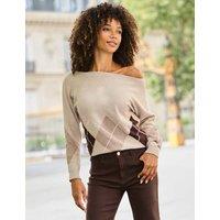 SOSANDAR Argyle Collared Jumper Natural Mix