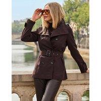 SOSANDAR Funnel Neck Trench Coat Brown