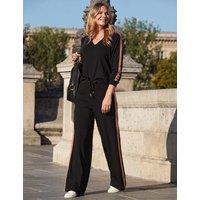 SOSANDAR V-Neck Side Stripe Jumper Black Mix