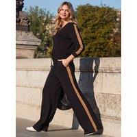 SOSANDAR Side Stripe Slim Fit Trousers Black Mix