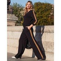 SOSANDAR Side Stripe Slim Fit Trousers Black Mix