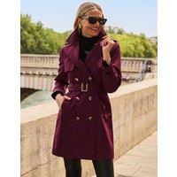 SOSANDAR Double Breasted Belted Trench Coat Burgundy