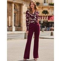 SOSANDAR Slim Fit Flare Trousers Burgundy