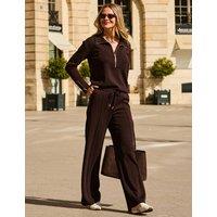 SOSANDAR Modal Blendf Pintuck Wide Leg Trousers Brown