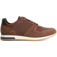 Dune London Wide Fit Leather Lace Up Trainers Brown