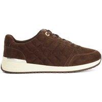 Dune London Suede Lace Up Quilted Trainers Brown