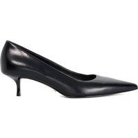 Dune London Leather Snake Print Kitten Heel Court Shoes Black