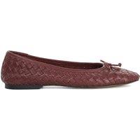 Dune London Leather Woven Flat Ballet Pumps Burgundy
