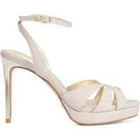 Dune London Leather Crossover Stiletto Heel Sandals Gold
