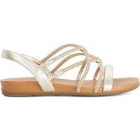 Dune London Wide Fit Leather Metallic Flat Sandals Gold