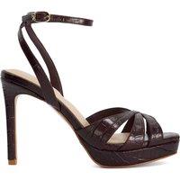 Dune London Leather Crossover Stiletto Heel Sandals Burgundy