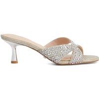 Dune London Sparkle Slip On Kitten Heel Open Toe Mules Gold