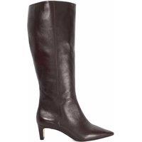 Dune London Wide Fit Leather Kitten Heel Knee High Boots Burgundy