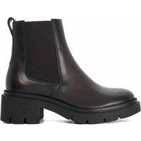 Dune London Leather Chunky Chelsea Block Heel Ankle Boots Dark Brown