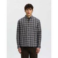 Selected Brushed Cotton Checked Shirt Navy Mix