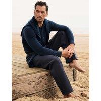 David Gandy Wellwear Cotton Rich Pin Tuck Joggers Navy