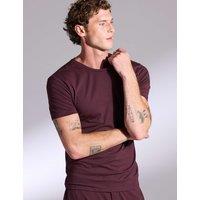 David Gandy Wellwear Premium Cotton Modal Crew Neck Pyjama Tee Plum