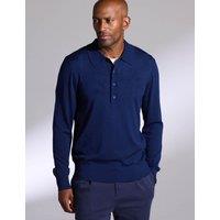 David Gandy Wellwear Pure Merino Wool Polo Shirt Navy