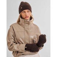 Katie Loxton Fluffy Rib Hat & Mittens Gift Set Chocolate