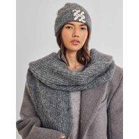 Katie Loxton Rib Logo Appliqu Beanie Hat Charcoal