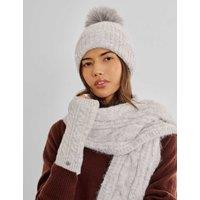 Katie Loxton Cable Knit Handwarmer Gloves Light Grey
