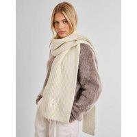Katie Loxton Ribbed Knit Logo Appliqu Scarf with Wool White Mix