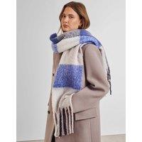 Katie Loxton Brushed Checked Tassel Scarf Blue Mix
