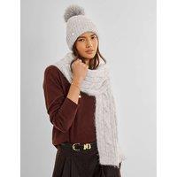 Katie Loxton Cable Knit Scarf with Wool Light Grey